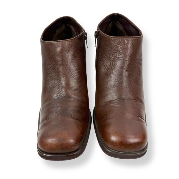 90's KENNETH COLE UNLISTED brown leather chunky heel square toe shoes - Picture 14 of 16